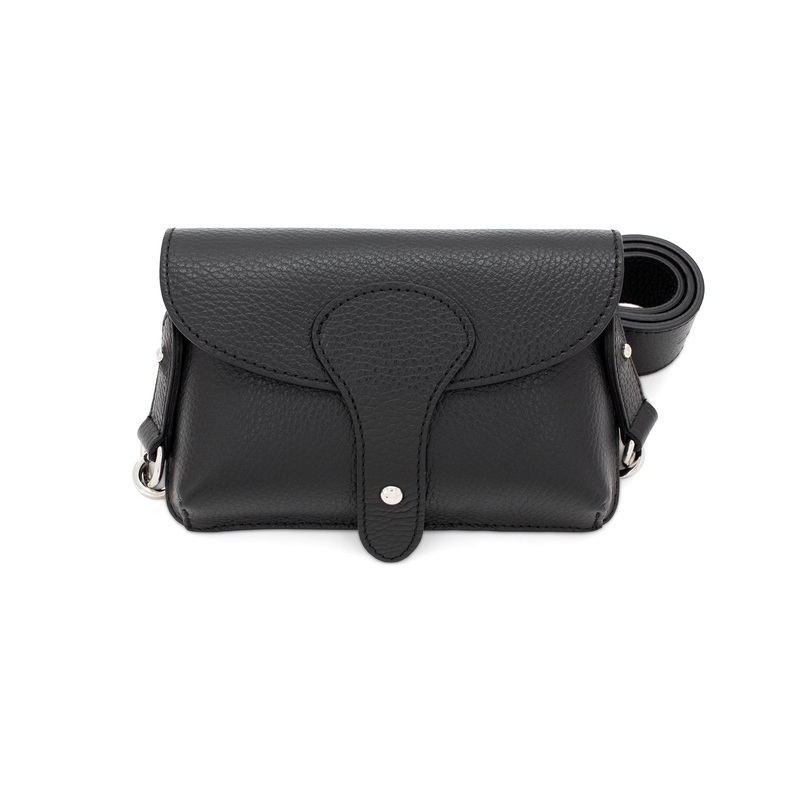 Black Genuine Italian Leather Box Chest Bag.