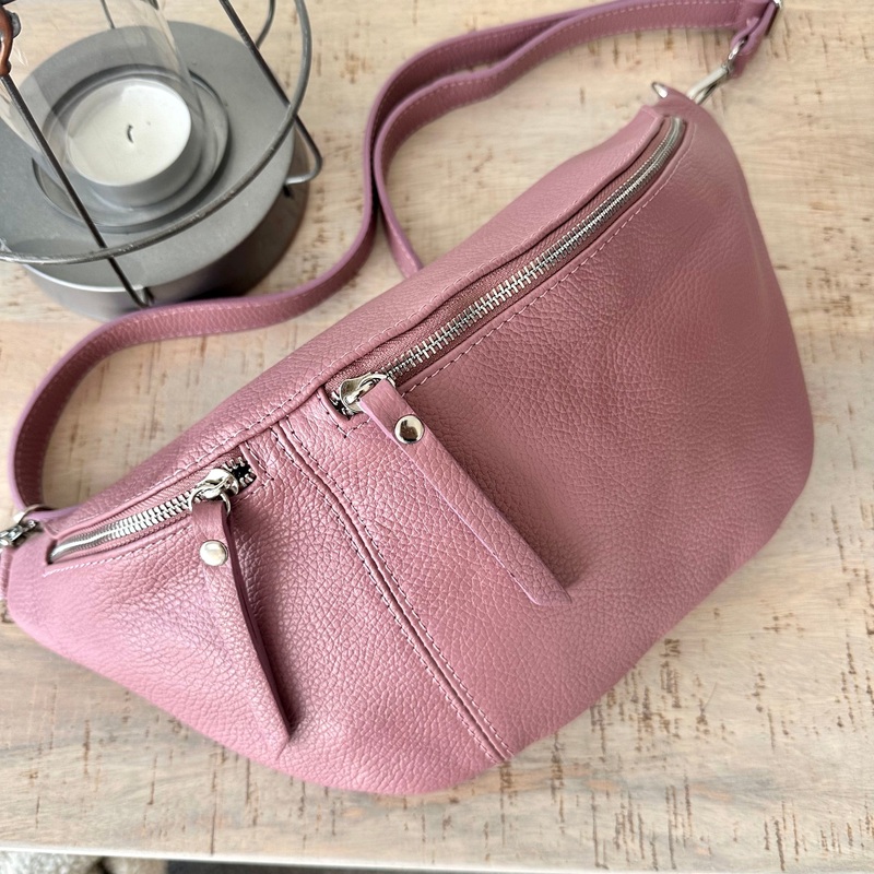 Dusky Pink Italian Leather Sling Bag / Chest Bag