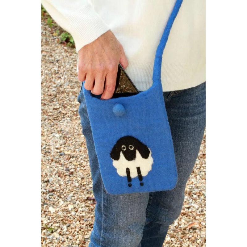 Pachamama Sheep Bag , Hand Felted Sheep Design Small Shoulder Bag / Handbag