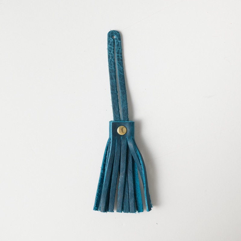Petrol Blue Bison Leather Tassel