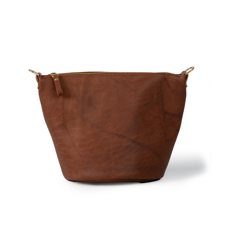 Tan Crunch Mini Zip-Top Bucket Bag