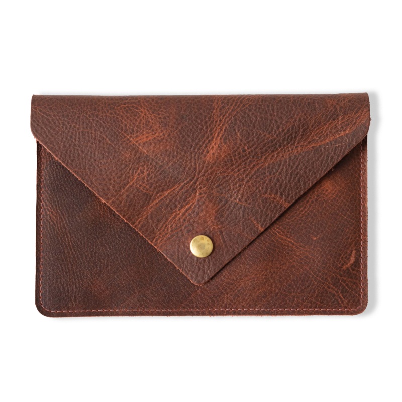 Tan Kodiak Leather Clutch