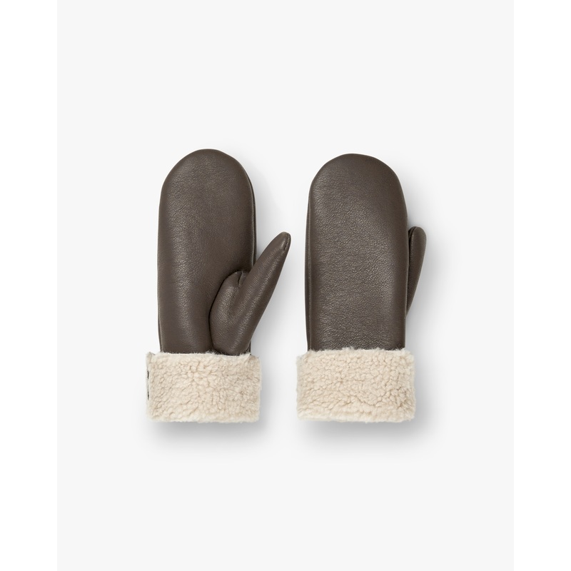 Faux Leather Shearling Gloves