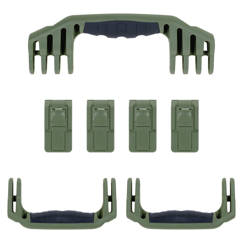 Pelican 1620 Replacement Handles & Latches, OD Green (Set of 3 Handles, 4 Push-Button Latches)