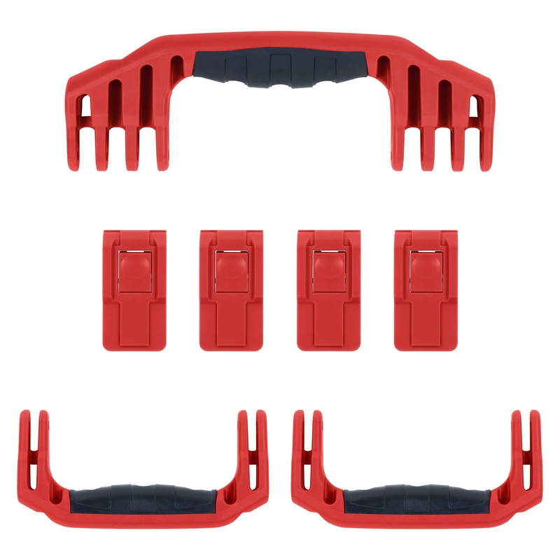 Pelican 1620 Replacement Handles & Latches, Red (Set of 3 Handles, 4 Push-Button Latches)