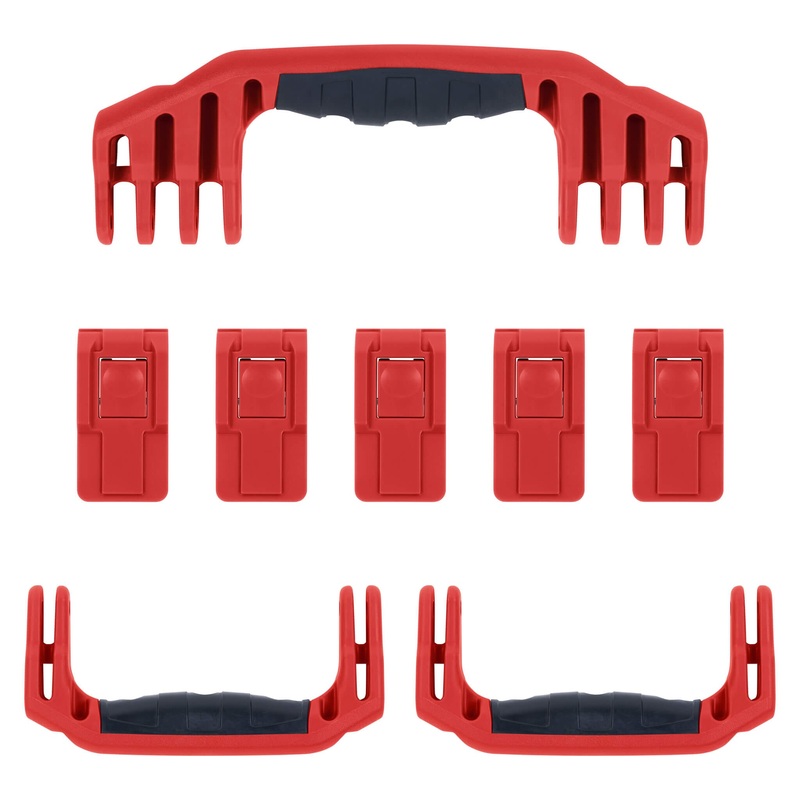 Pelican 1646 Air Replacement Handles & Latches, Red (Set of 3 Handles, 5 Latches)