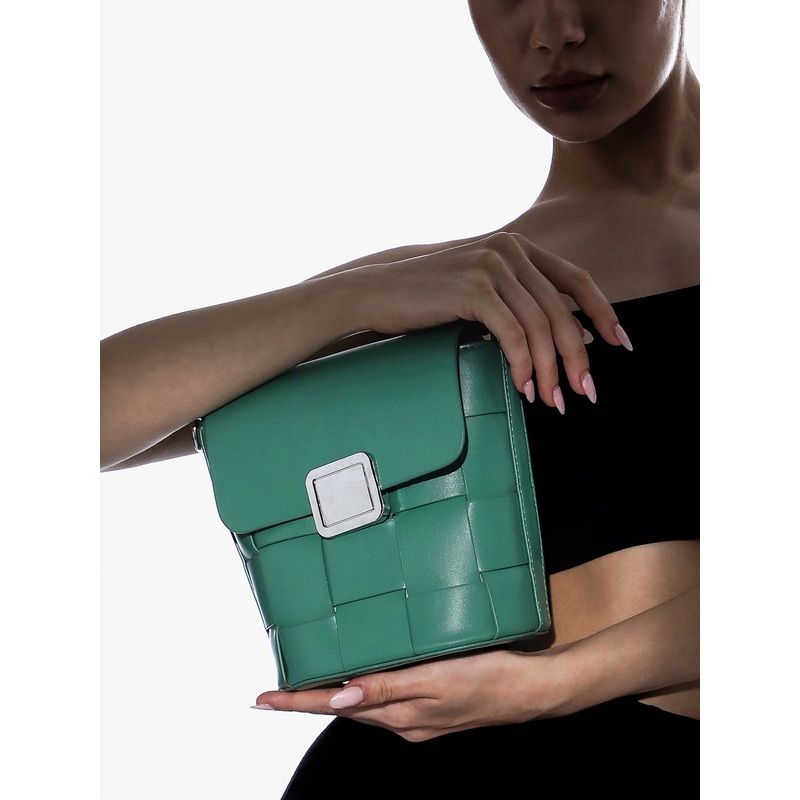 The Basket Sling Bag - Emerald Green