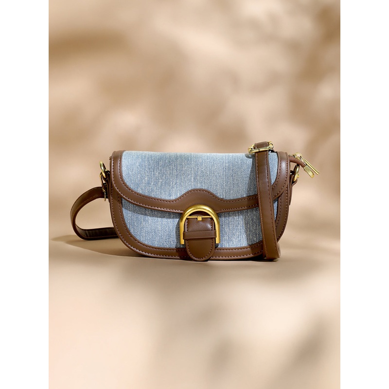 The Denim Curve Shoulder Bag - Indigo Blue