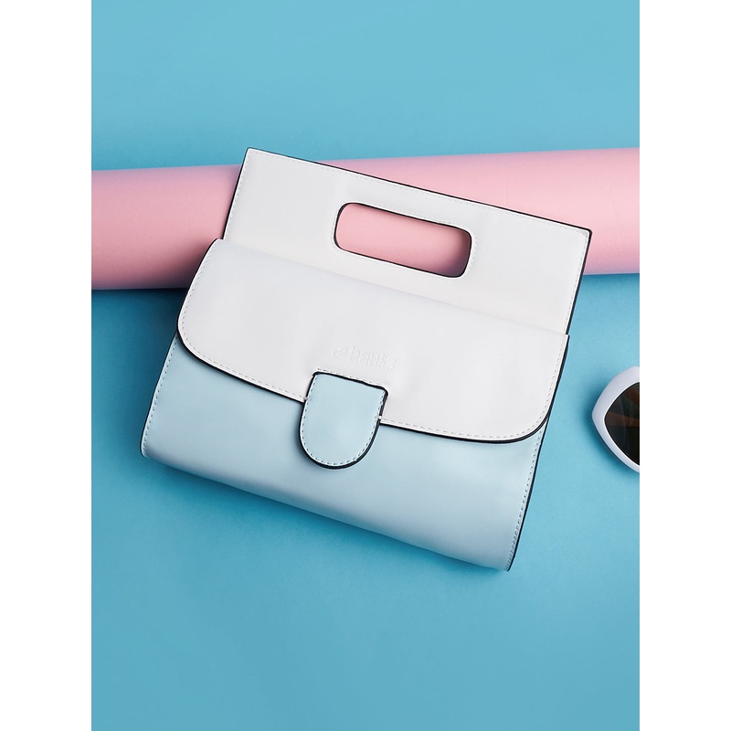 The Envelope Hand Bag - Powder Blue & Ivory White