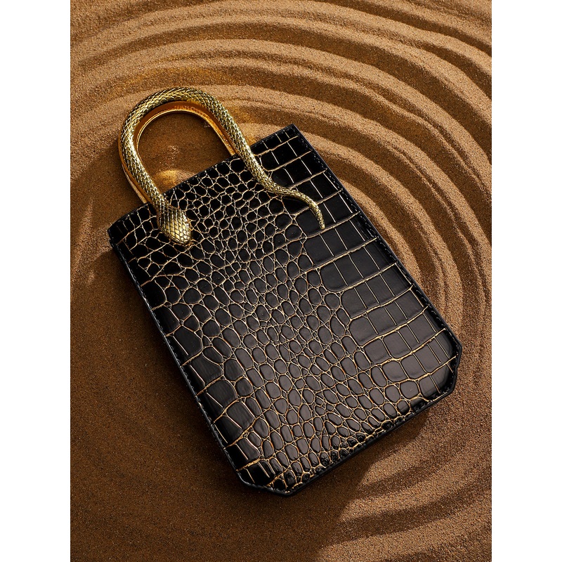 The Gilded Viper Hand Bag - Onyx Black