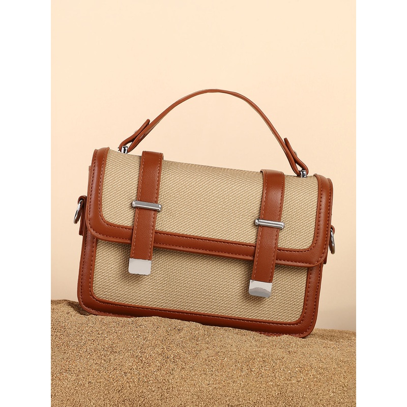 The Linea-Block Hand Bag - Tan Brown