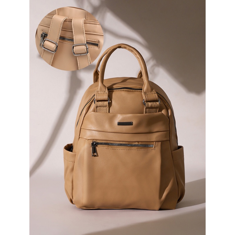 The Top Handle Curve Backpack - Buff Beige