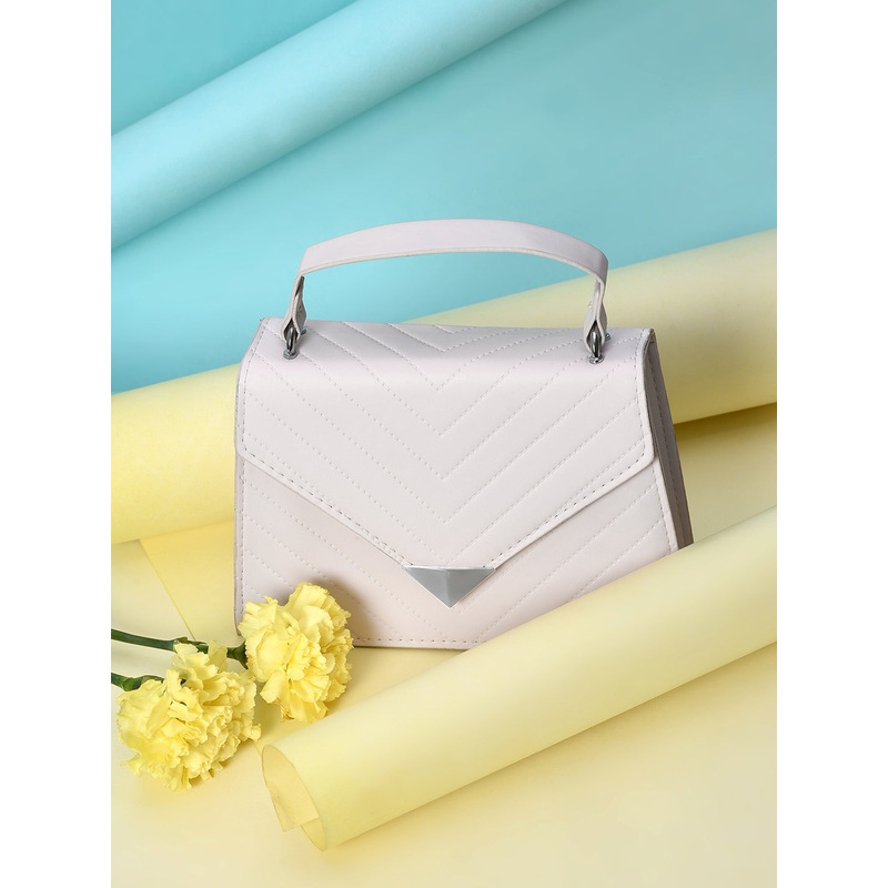 White Textured Sling Bag