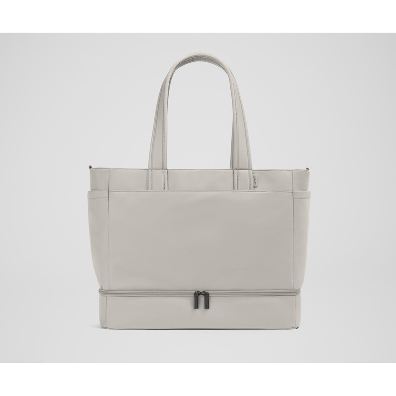 The Double Diaper Tote in Cloud Gray