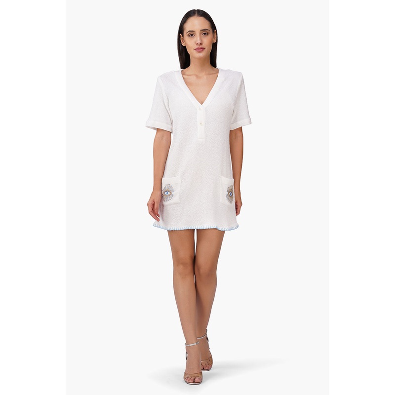 Aura Evil Eye Embroidered Dress