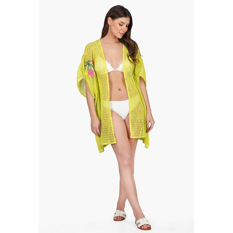 Bianca Crochet Cover Up with Floral Embroidery
