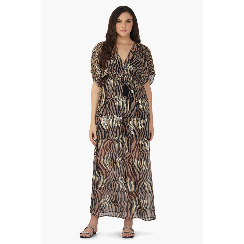 Black Zebra Shiny Cover Up Dress
