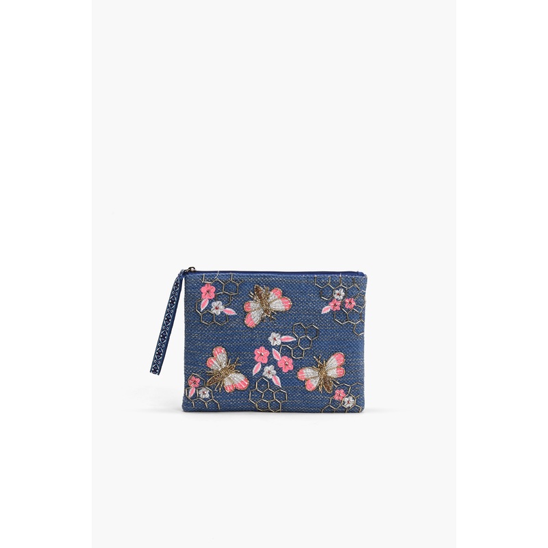 Blue Bee Wristlets Hand-Woven Jacquard Design