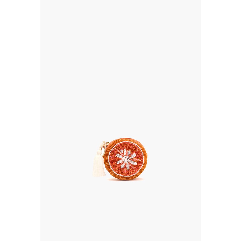 Citrus Bloom Beaded Coin Pouch