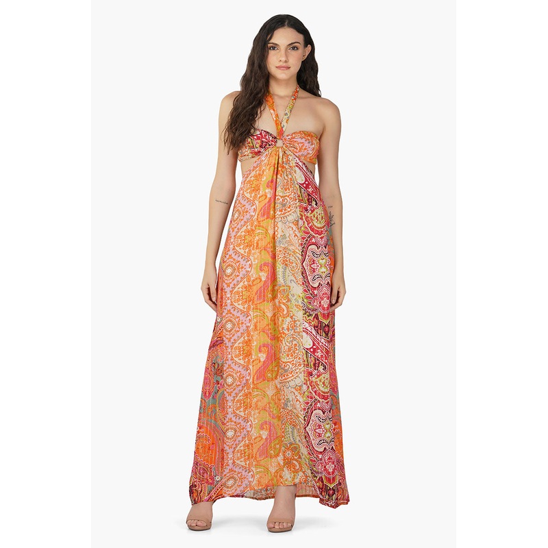 Multi Palm Paisley Maxi Dress