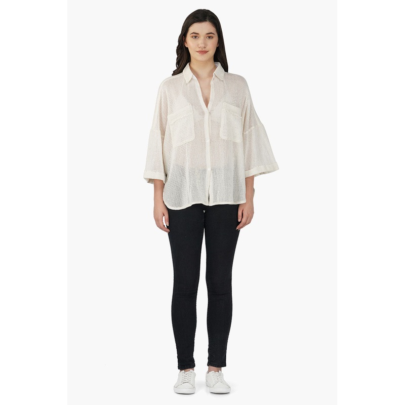 Off shoulder Shirt with two chest pockets