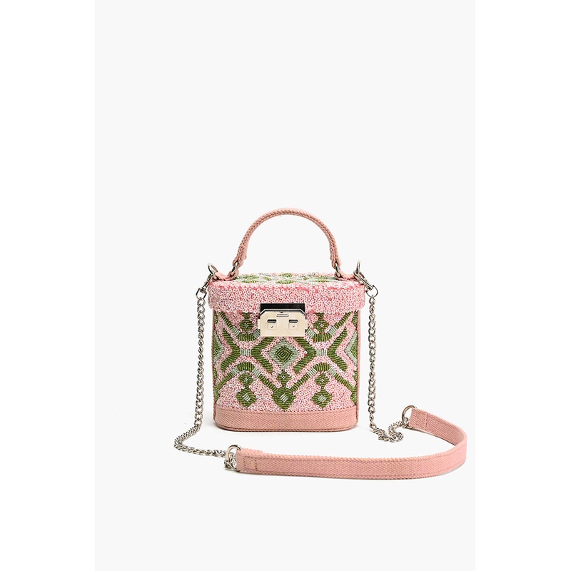 Pink Muse Embellished Handheld Bag