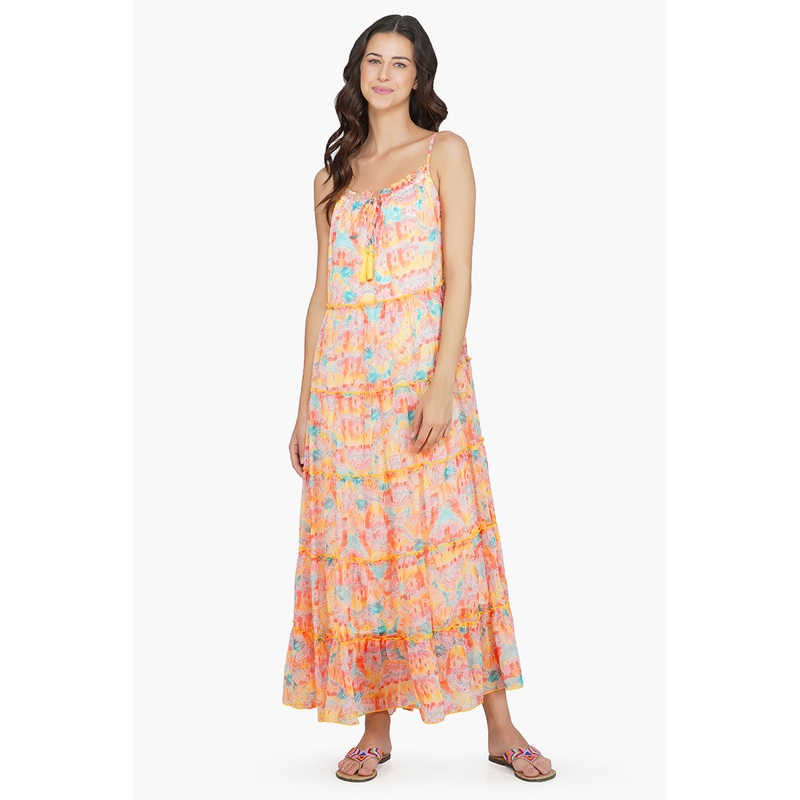 Rain Stroke Tiered maxi Dress