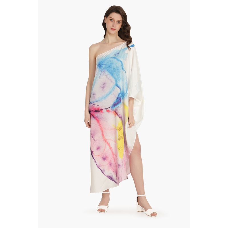 Rainbow Butterfly One Shoulder Dress