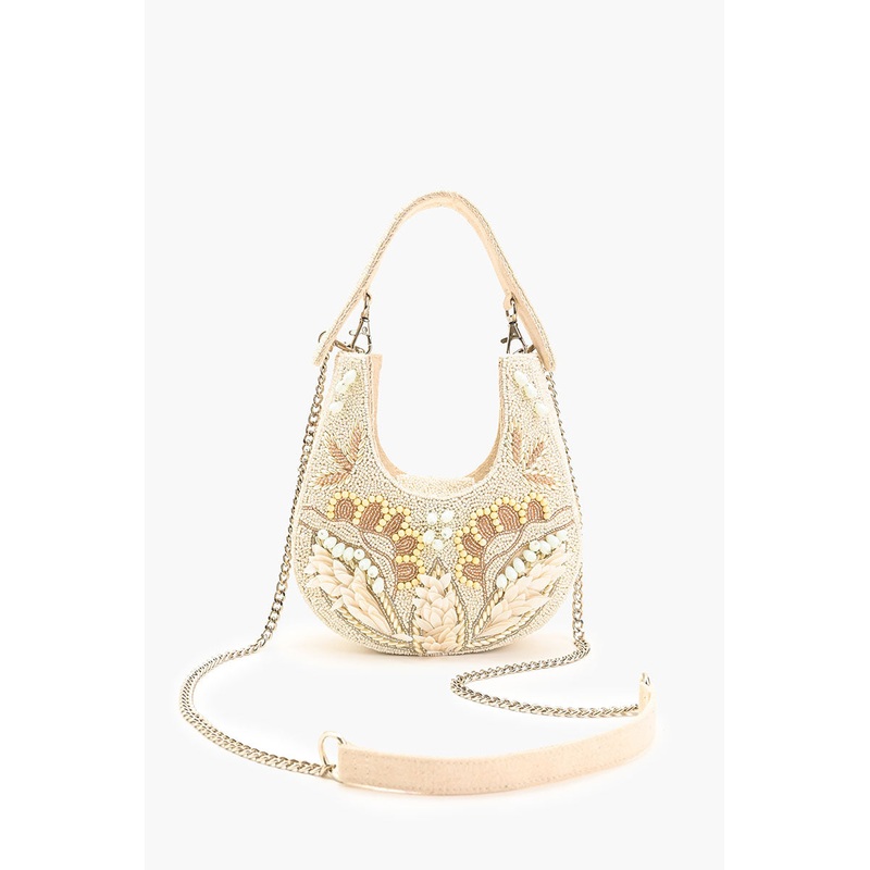 Shimmering Sands Embellished Mini Bag w Crossbody Strap