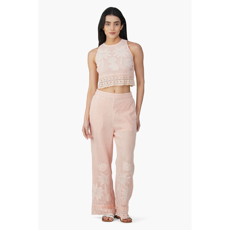Summer Palm Patch Crochet Pants