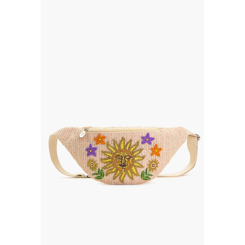 Sunshine Raffia Embellished Fanny Sling Bag