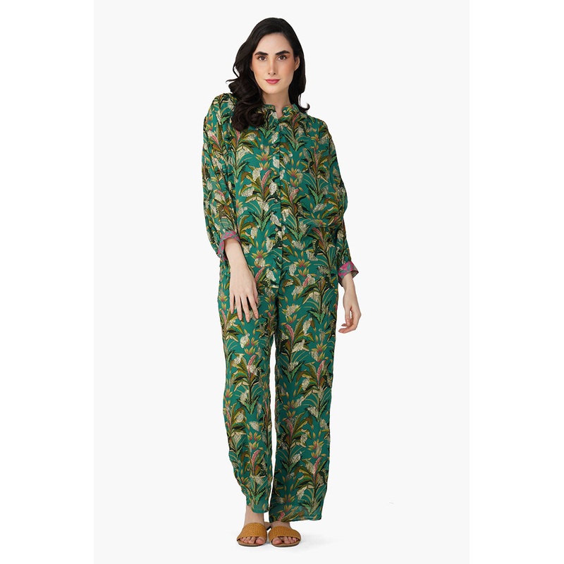 Tropical Ash Leaf Printed Pants