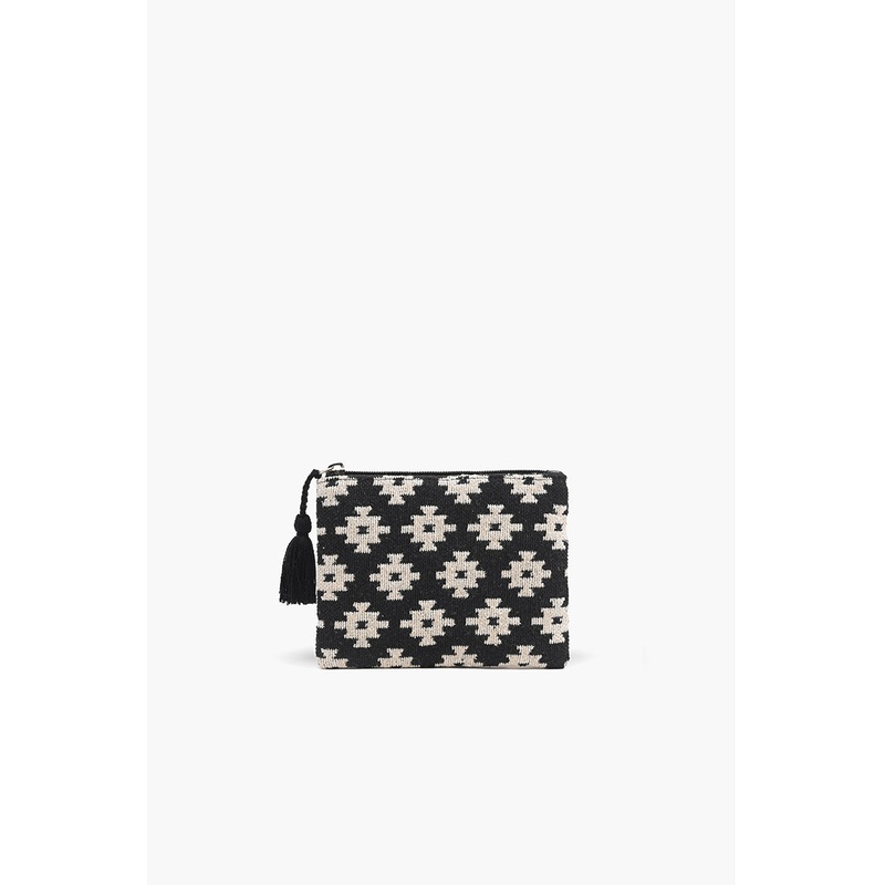Black Handwoven Jacquard Coin Bag