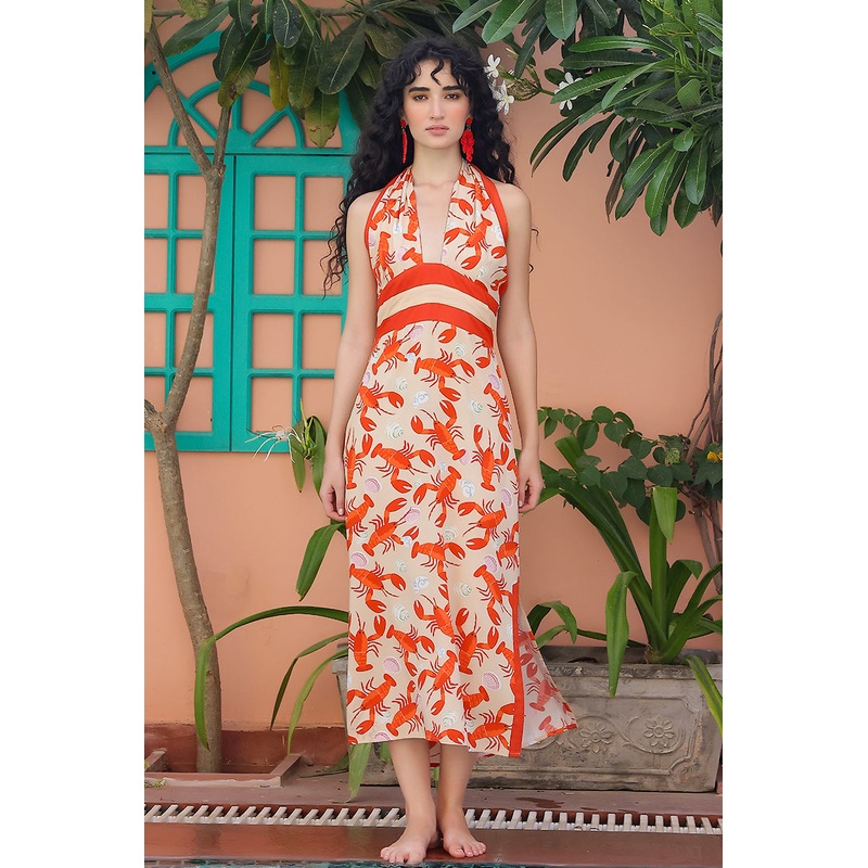 Candy Lobsters Printed Halter Dress