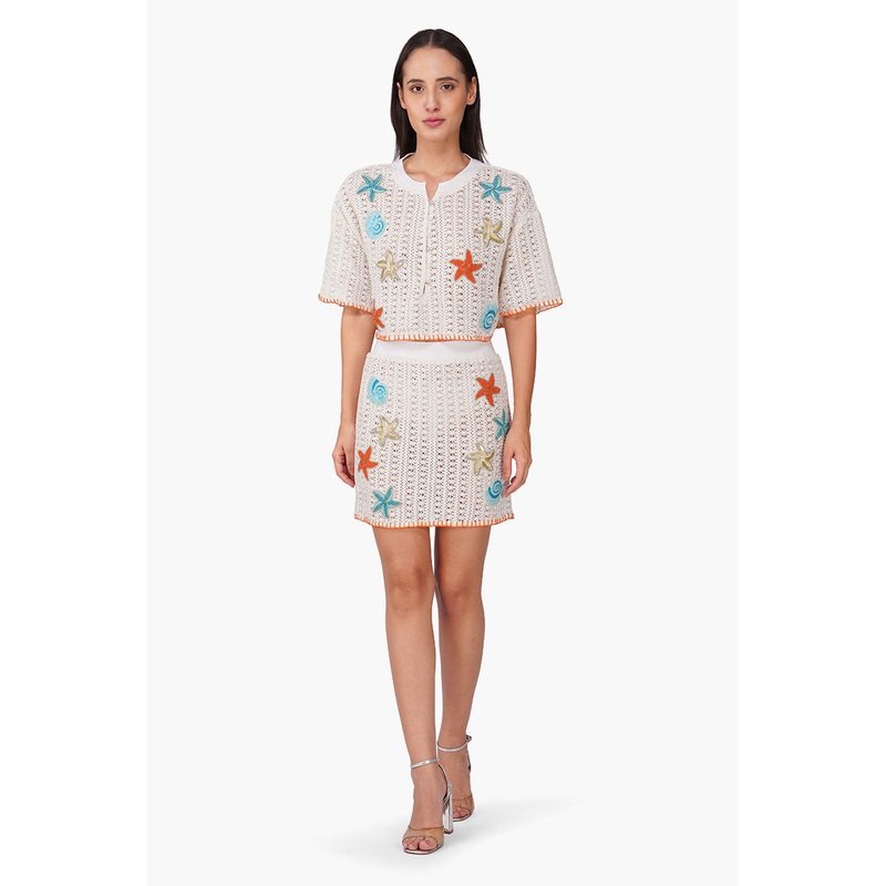 Coastel Patch Crochet Embellished Skirt