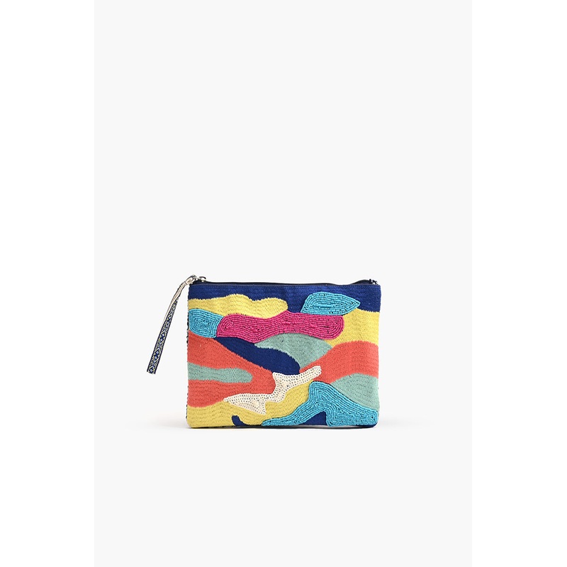 Cool Camo Embellished Top Zip Clutch