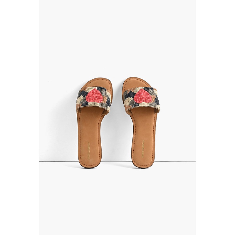 Don't Hide Your Heart Beaded Slide Sandals