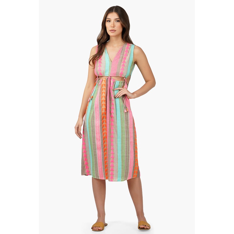 Dora Yarn Dyed Striped Midi Dress