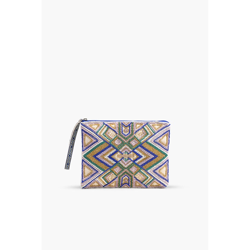 Luxe Lilac Embellished Top Zip Clutch