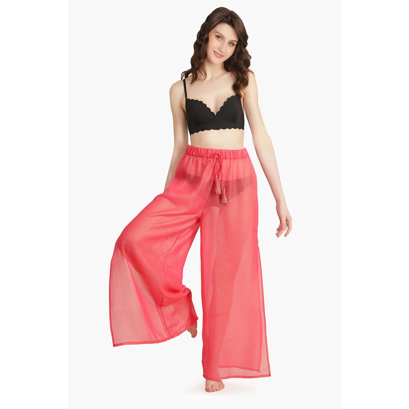 Pink Shimmer Sheer Cover Up Pants