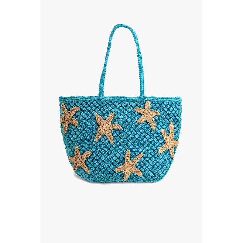Starry Shores Beaded Macrame Tote