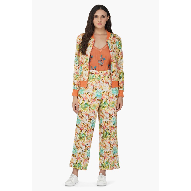 Tangerine Floral Bomber