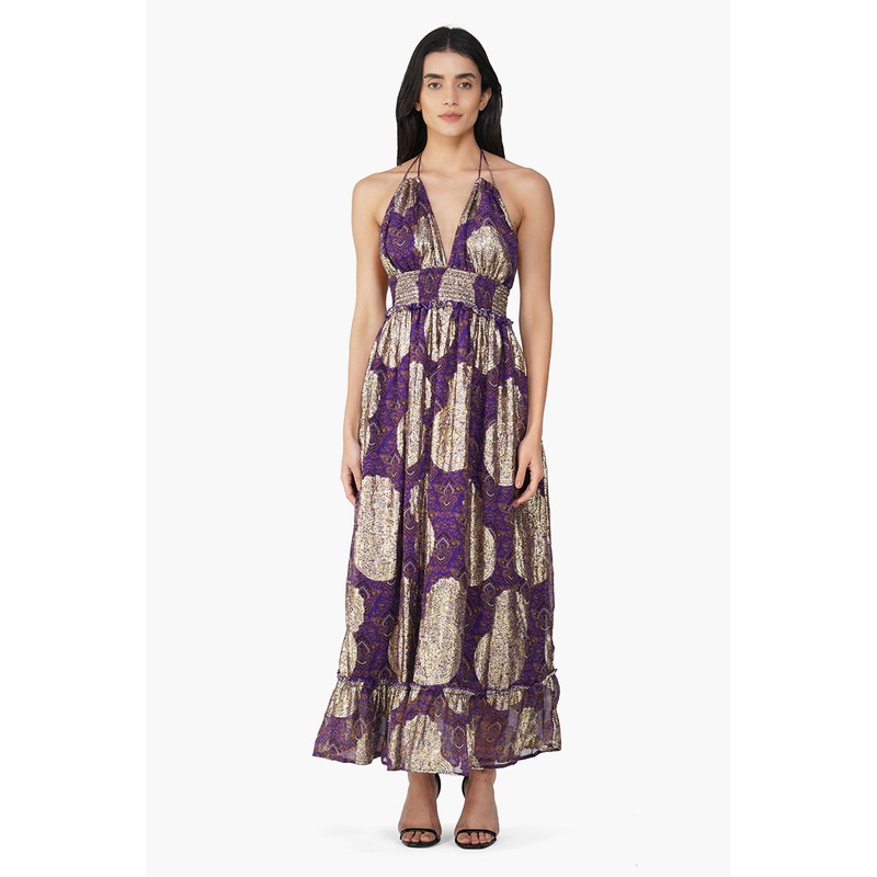 Victoria Iris Printed Halter Dress
