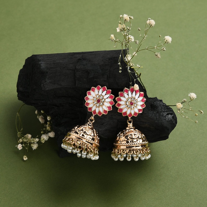 Accessorize London Multi Color Floral Enamel Jhumkas