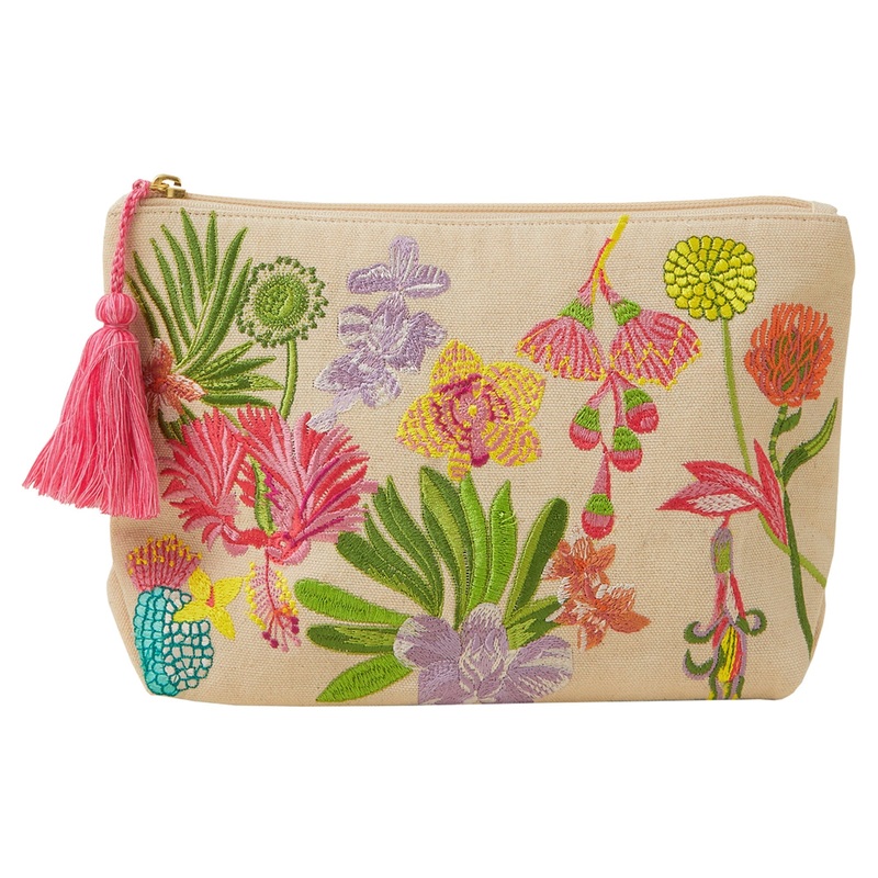 Accessorize London Women's Cream Floral Canvas Washbag