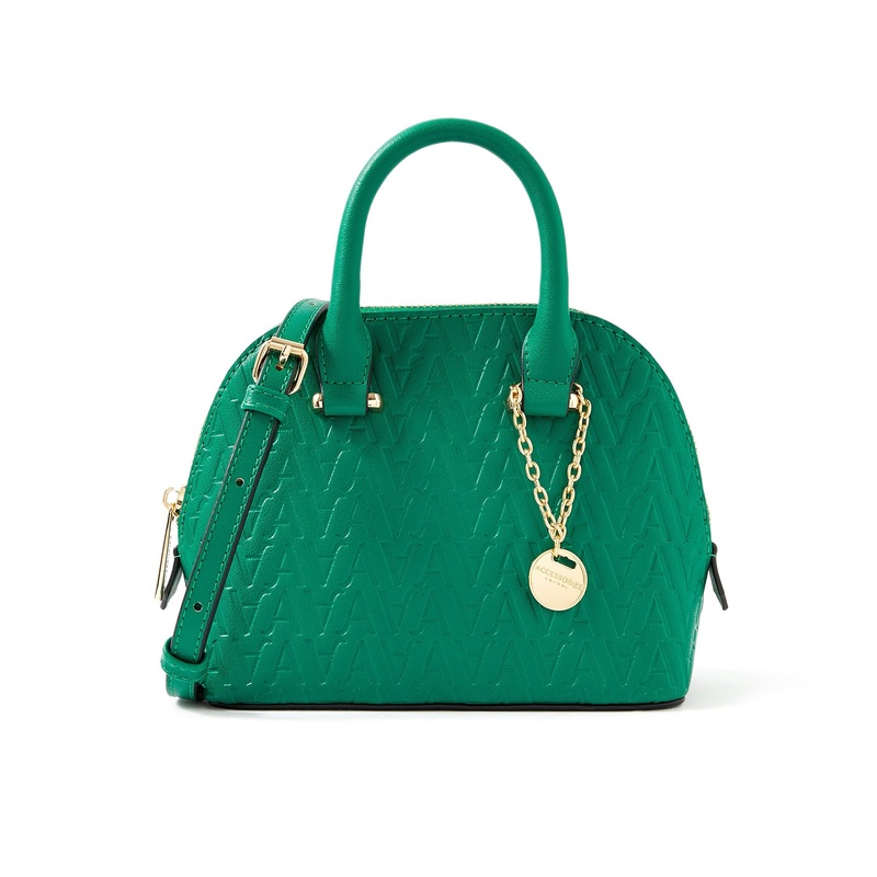 Accessorize London Women's Faux Leather Green A Logo Handheld Bag