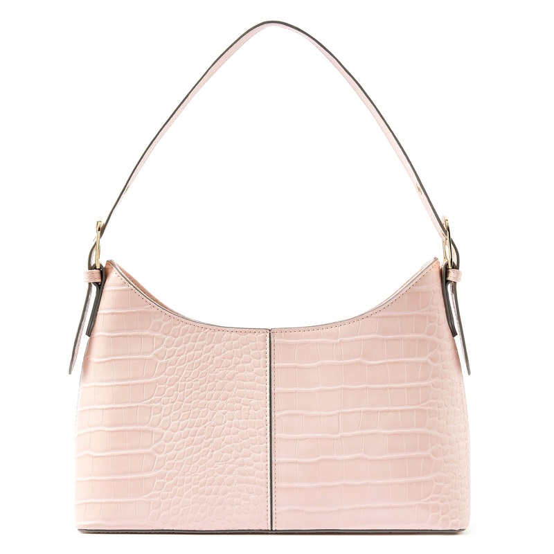 Accessorize London women's Faux Leather Pink Croc Shoulder bag