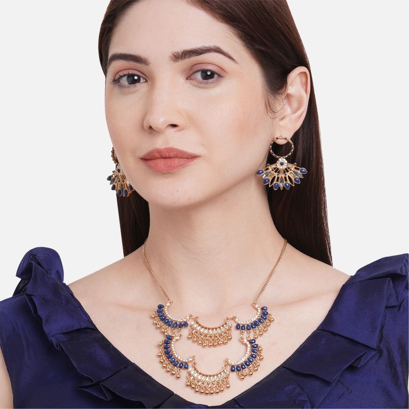 Accessorize London Women's Navy Golden Jewelry Set