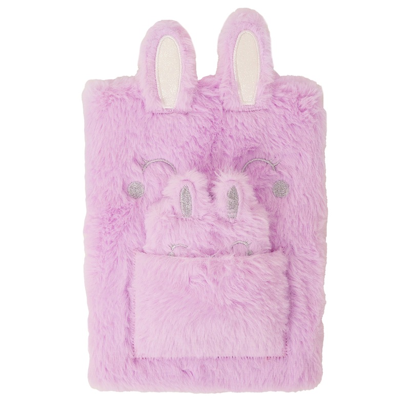 Accessorize London Girl Faux Fur Mummy and Baby Bunny Notebook Set