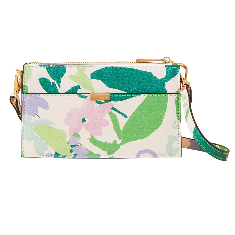 Accessorize London Women's Faux Leather Multi Floral printed Zip Sling Bag